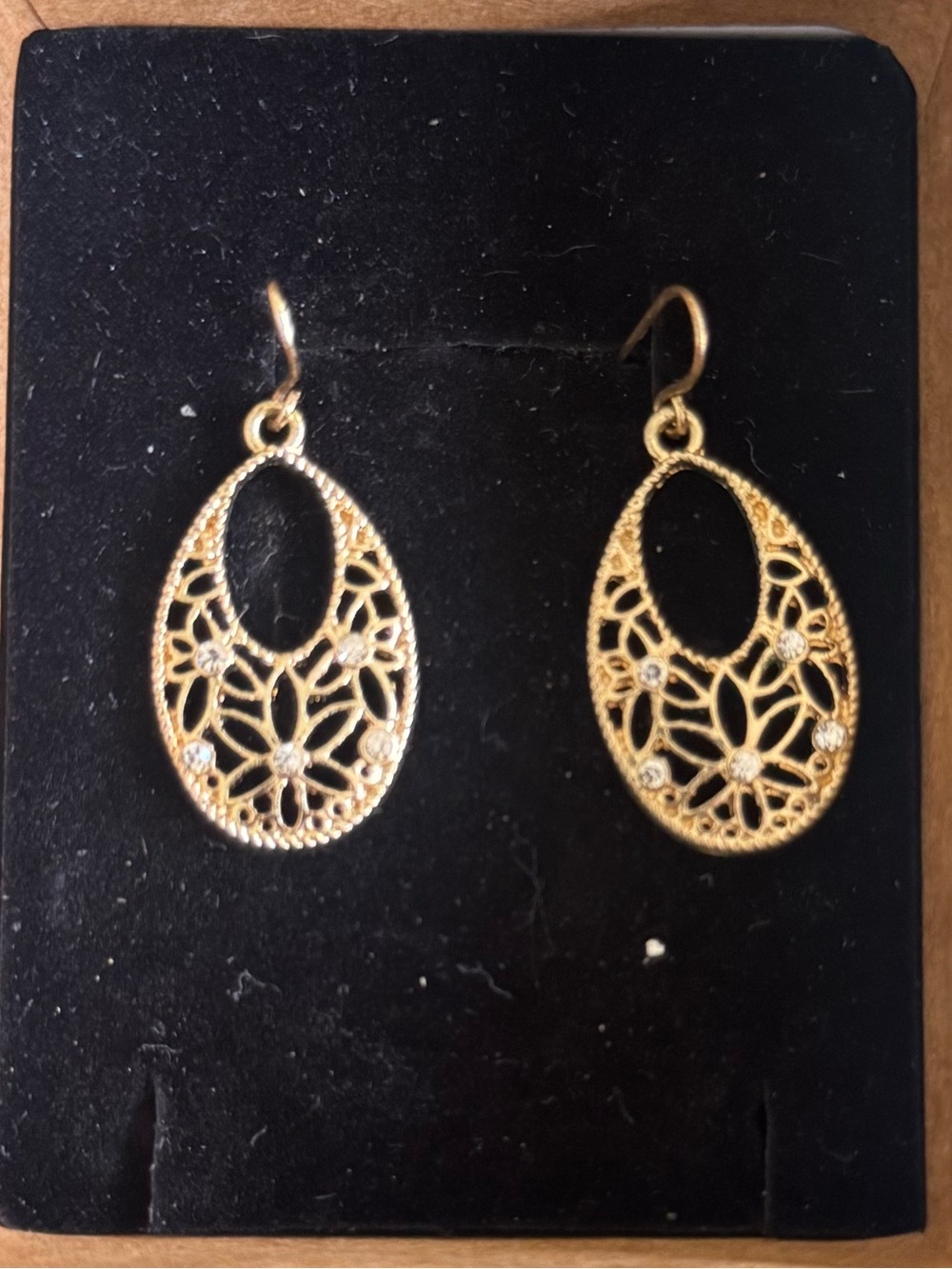 Gold Filigree Oval Drop Earrings open Elegant Women's Jewelry teardrop